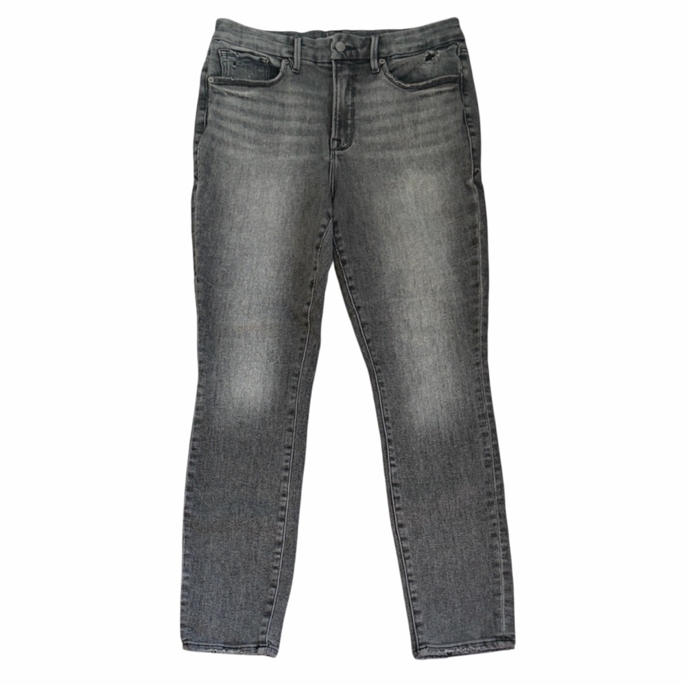 Good American Women's Black Faded Skinny Jeans Gray Charcoal Size 14/32